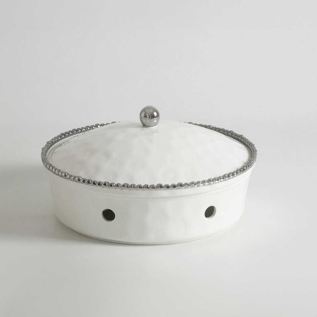Golden Salerno Round Chafing Dish - Silver