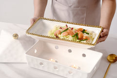 Golden Salerno Rectangular Chafing Dish - Gold