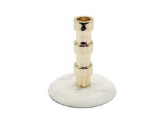 Gold Taper Candle Holder On Marble Base - Medium