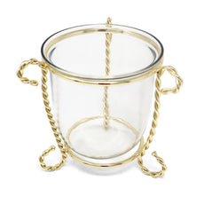 Glass Candle Holder on Gold Brass Stand, 4"