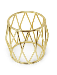 Gold Brass Hurricane Candle Holder - Diamond Shaped Design