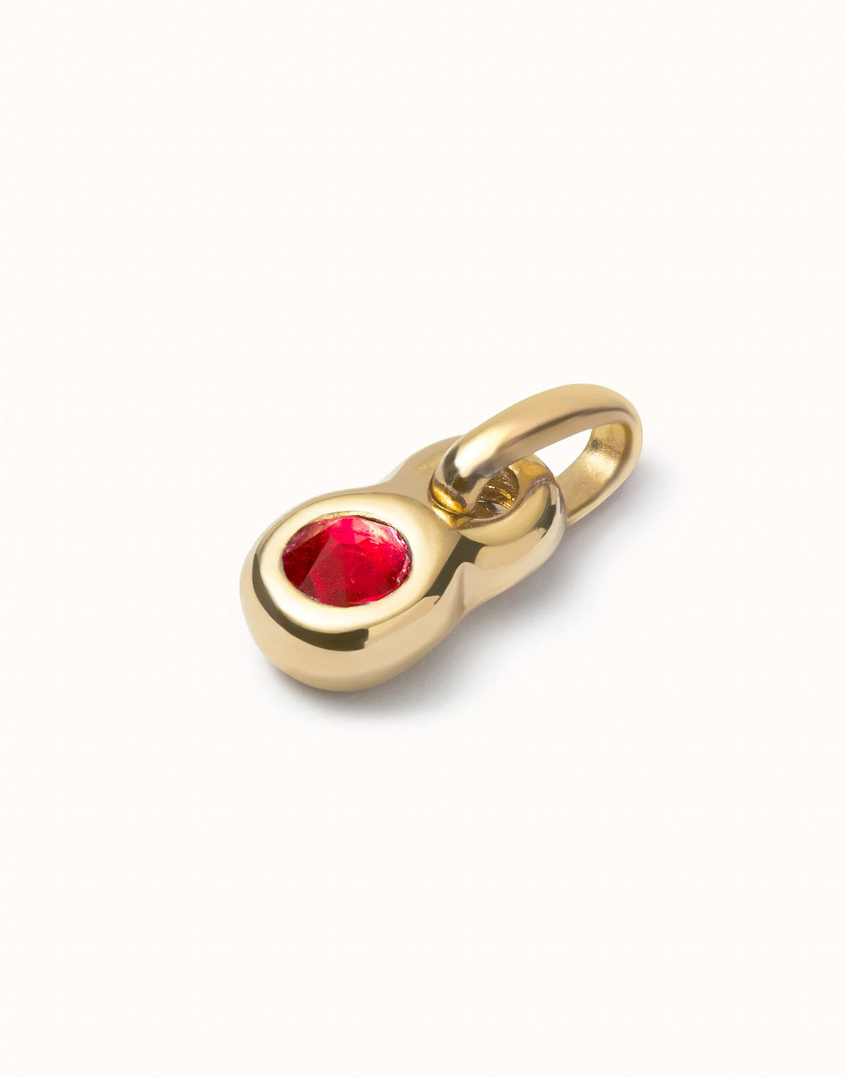 Charm With Red Crystal - Gold