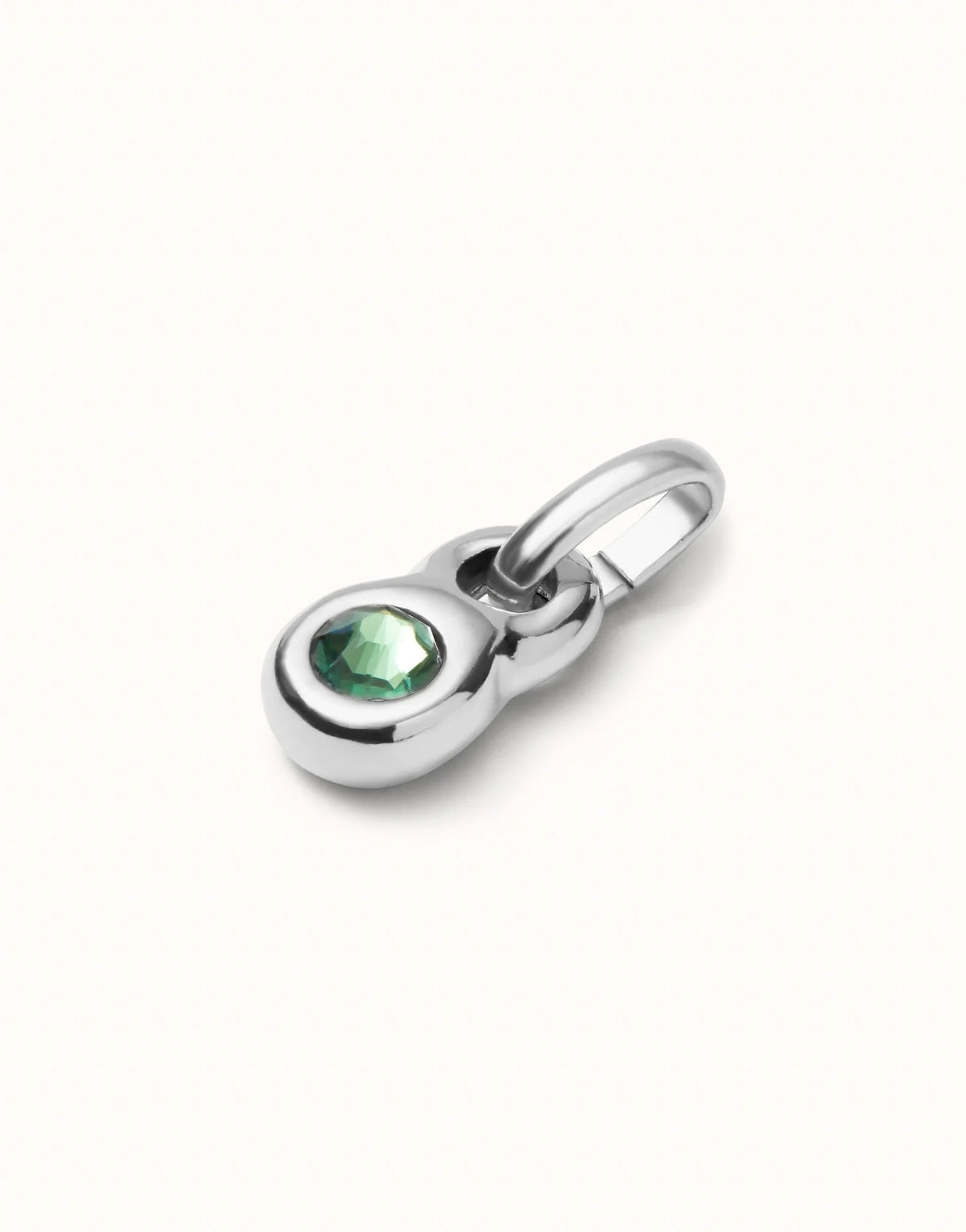 Charm With Green Crystal - Silver