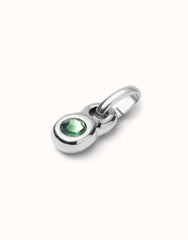 Charm With Green Crystal - Silver