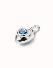 Charm With Blue Crystal - Silver