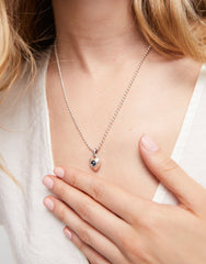 Charm With Blue Crystal - Silver
