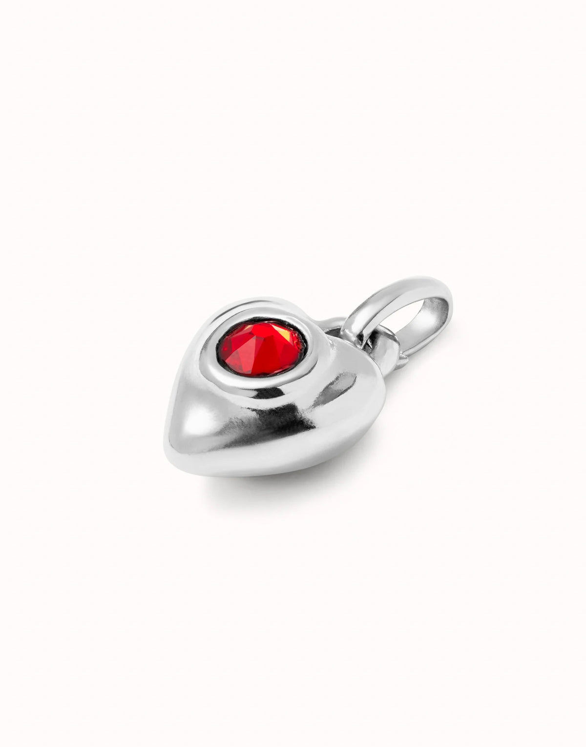 Charm With Red Crystal - Silver
