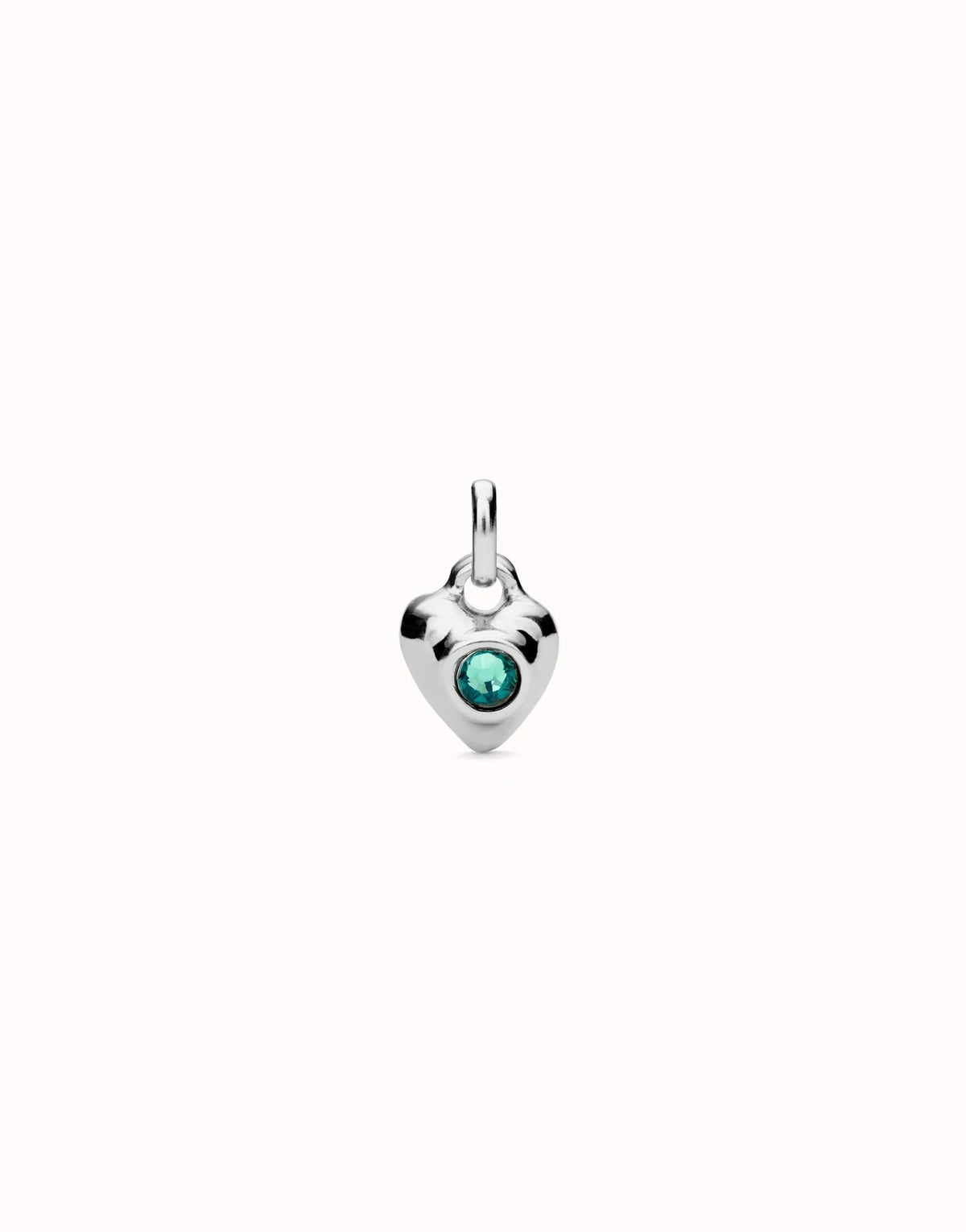 Charm With Green Crystal - Silver