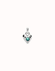 Charm With Green Crystal - Silver