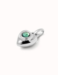 Charm With Green Crystal - Silver