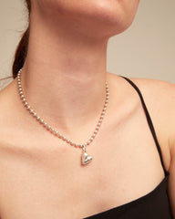Charm With Heart Shape - Silver
