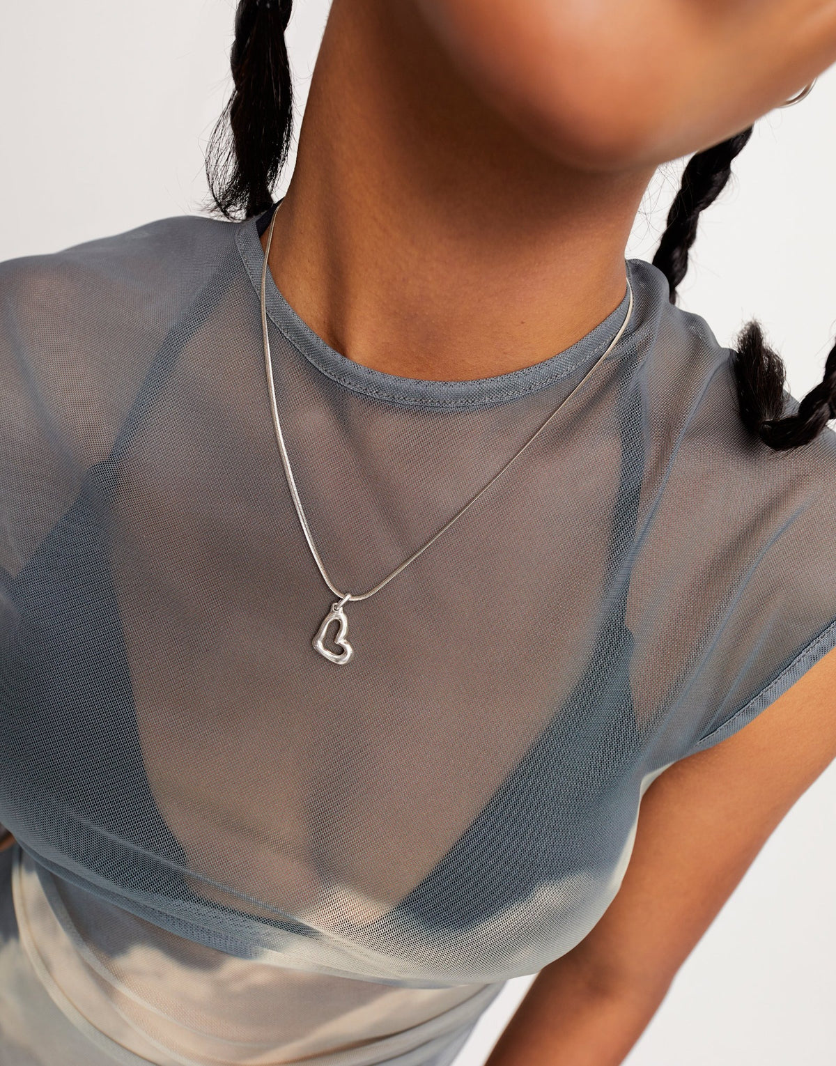 Charm With Large Hollow Heart Form - Silver