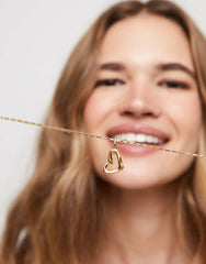 Charm With Large Hollow Heart Shape - Gold
