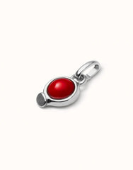 Charm With Red Stone - Silver