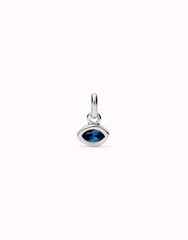 Charm With Blue Crystal - Silver