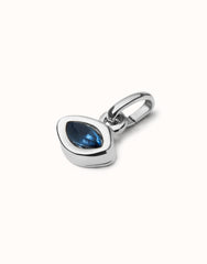Charm With Blue Crystal - Silver