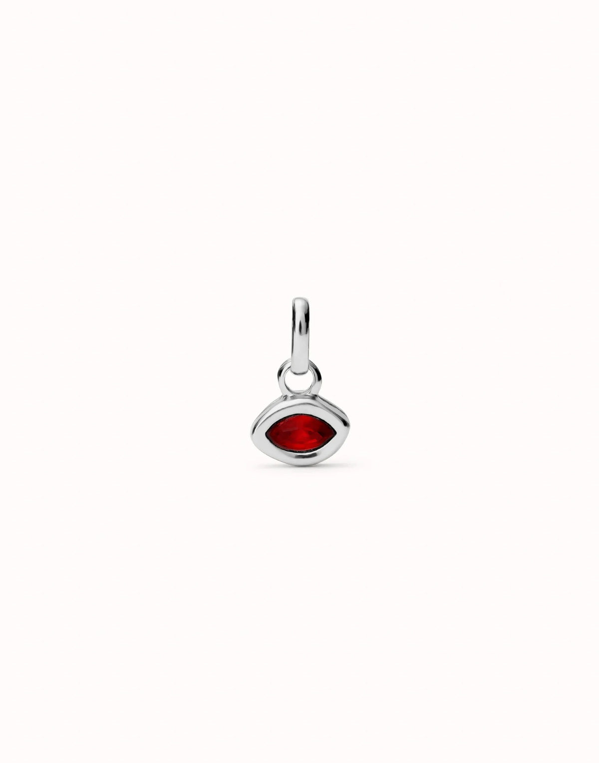 Charm With Red Crystal - Silver