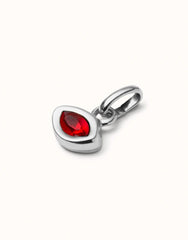 Charm With Red Crystal - Silver