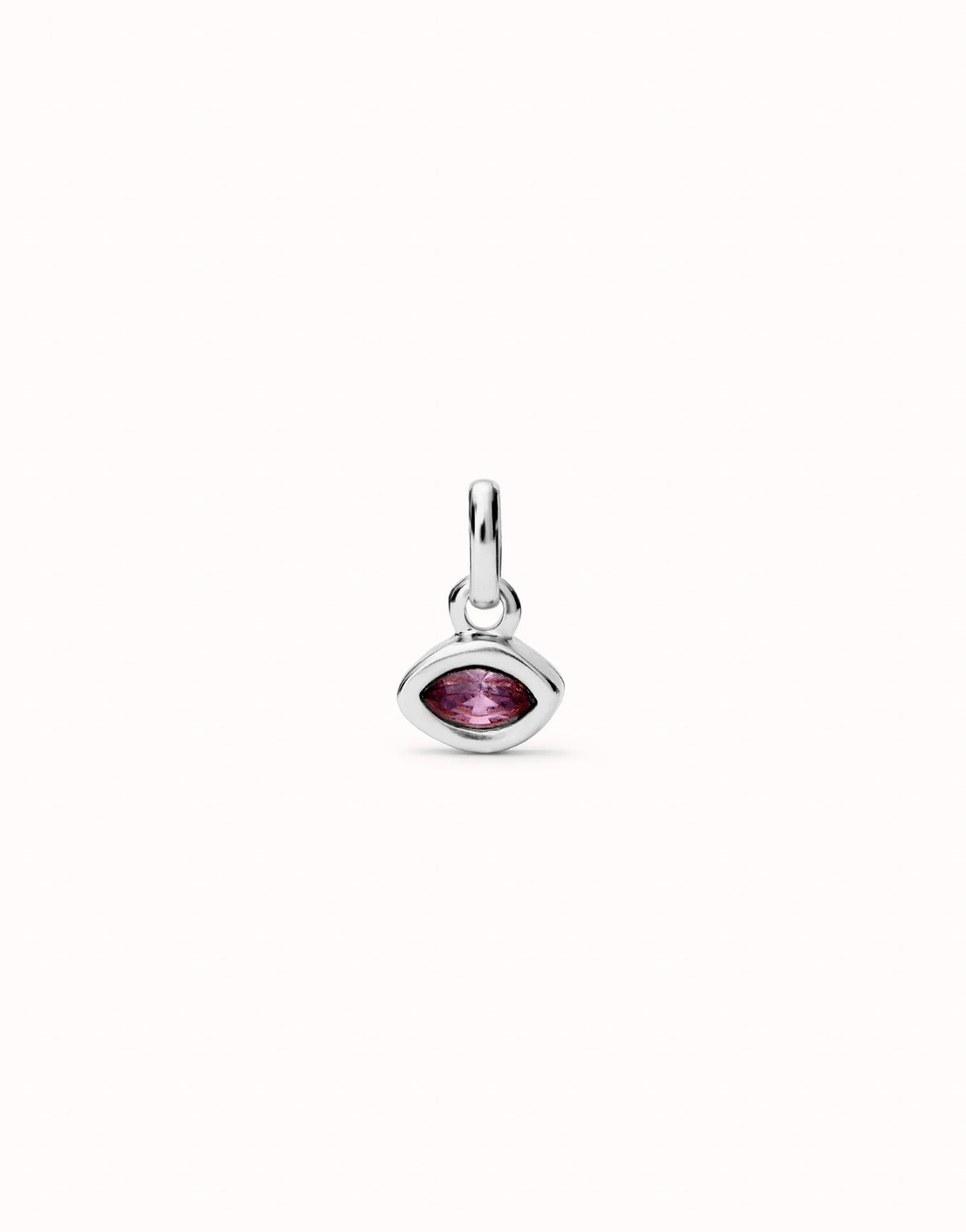 Charm With Pink Crystal - Silver