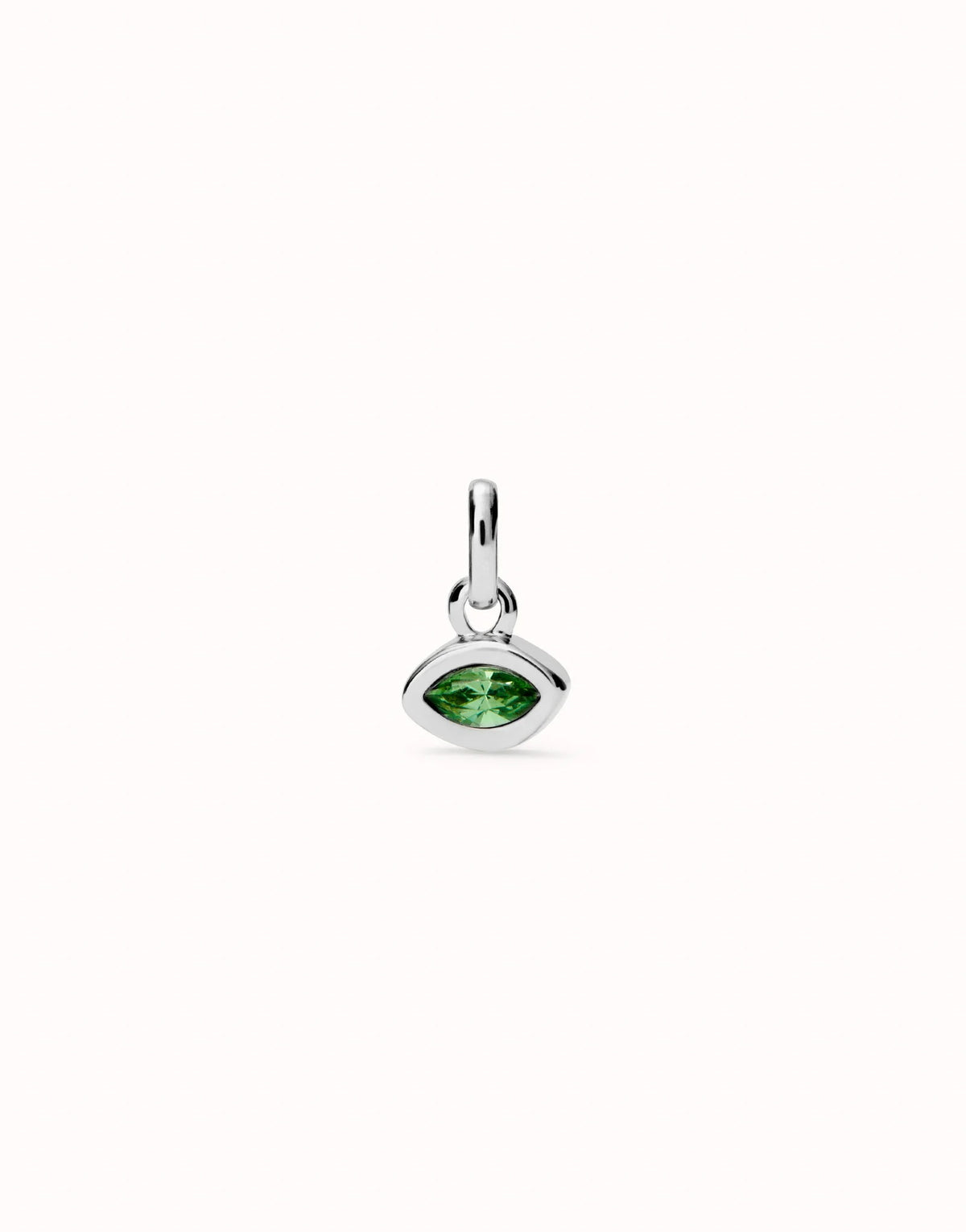 Charm With Green Crystal - Silver