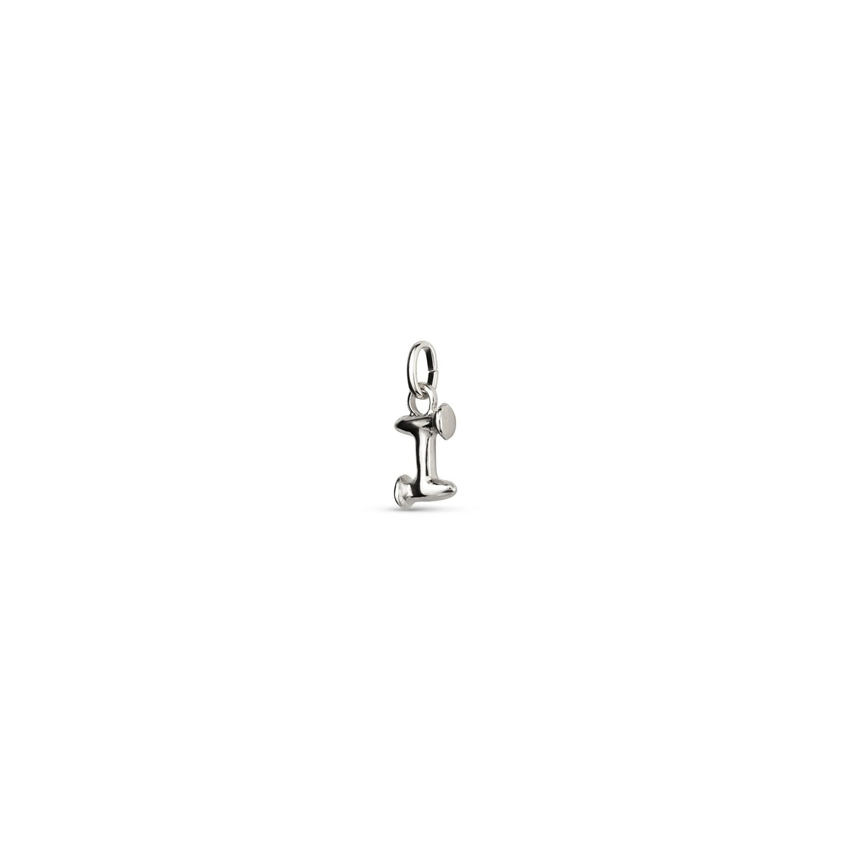 Small I Initial Charm - Silver