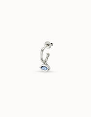 Single Hoop Piercing Charm With A Cristal - Silver