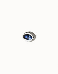 Single Hoop Piercing Charm With A Cristal - Silver