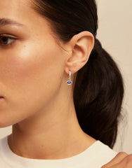 Single Hoop Piercing Charm With A Cristal - Silver