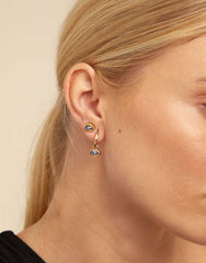 Single Hoop Piercing Charm With A Crystal - Gold