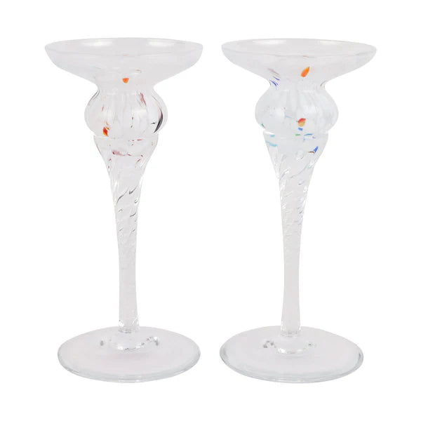 Chiara White Short Candlesticks - Set of 2