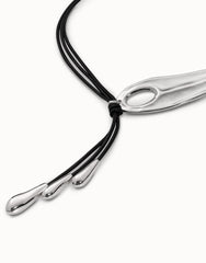 Lash Necklace With Dragonfly Wing And 3 Fringes With Drops - Silver