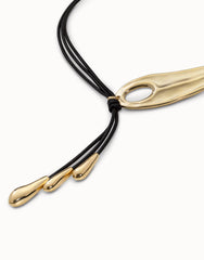 Lash Necklace With Dragonfly Wing And 3 Fringes With Drops - Gold