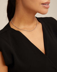 Chain With Fine Oval Links And Clasp - Silver