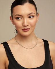 Chain With Continuous Beads, Carabiner Clasp And Extension - Silver