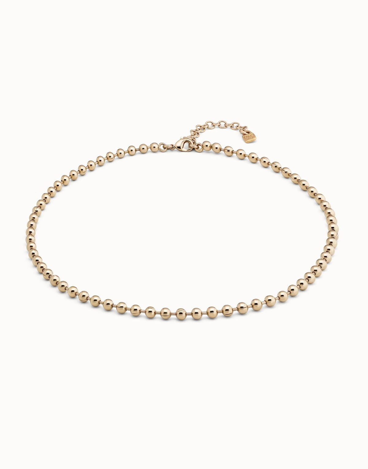Chain With Continuous Beads, Carabiner Clasp And Extension - Gold