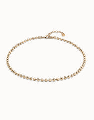 Chain With Continuous Beads, Carabiner Clasp And Extension - Gold