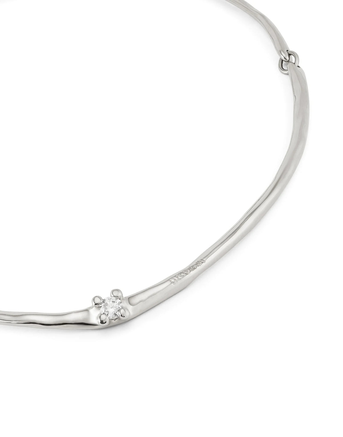 Choker Necklace And White Zircon - Silver