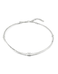 Choker Necklace And White Zircon - Silver