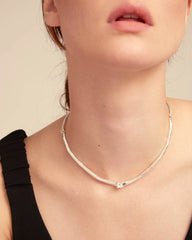 Choker Necklace And White Zircon - Silver
