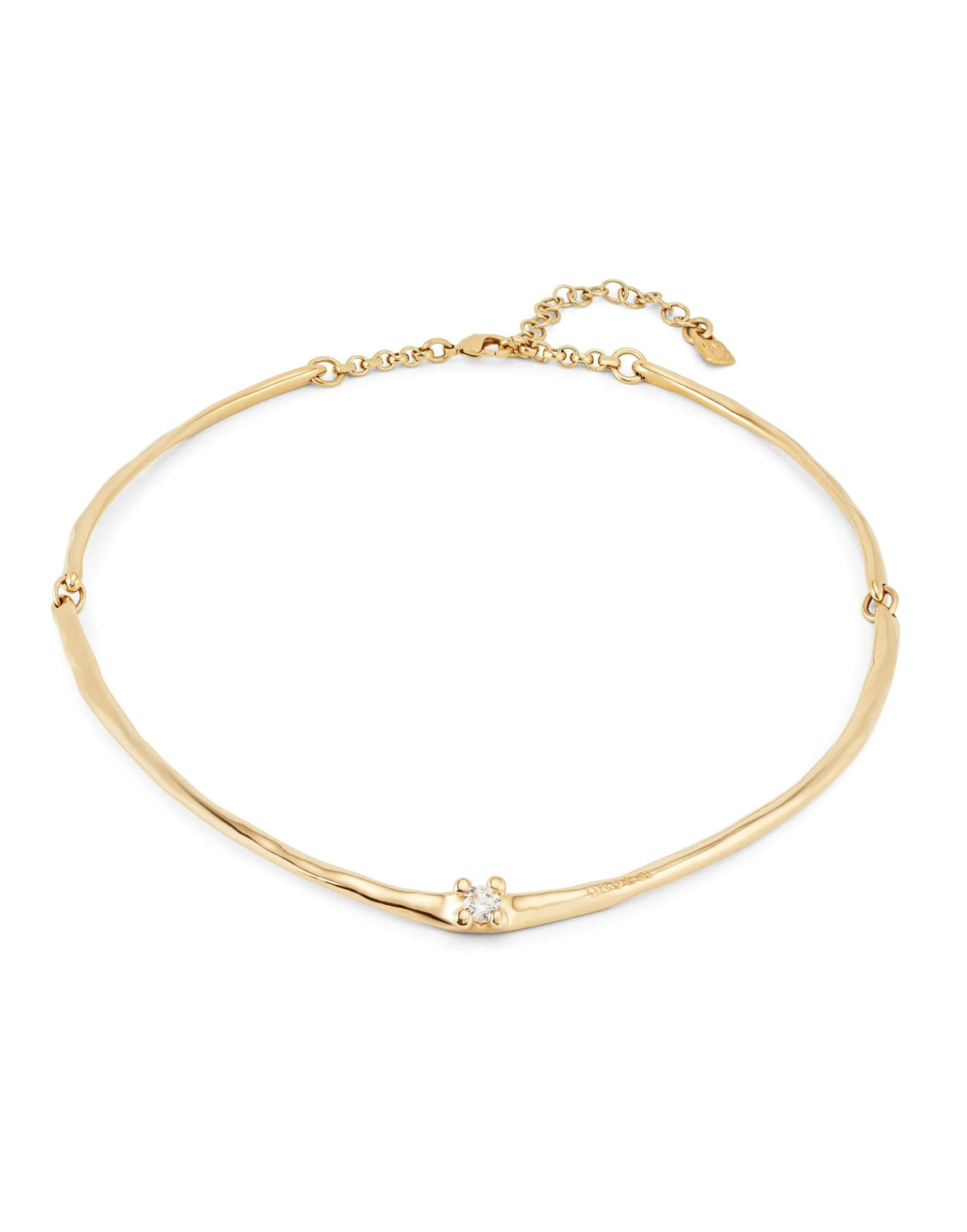 Choker Necklace And White Zircon - Gold