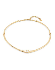 Choker Necklace And White Zircon - Gold