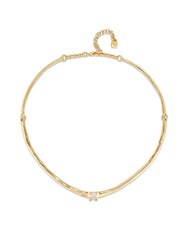 Choker Necklace And White Zircon - Gold