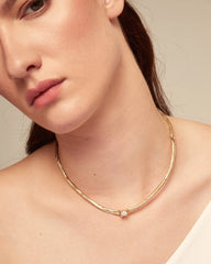 Choker Necklace And White Zircon - Gold