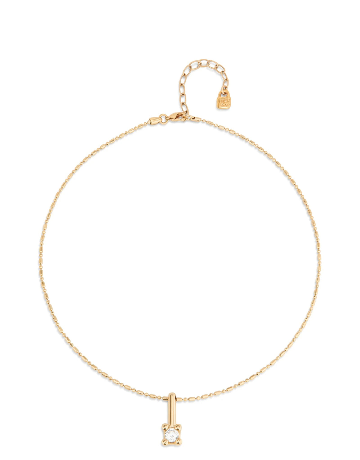 Chain And Central White Zircon - Gold