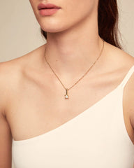Chain And Central White Zircon - Gold