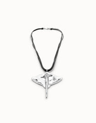 Leather Pendant In The Shape Of A Stingray - Silver