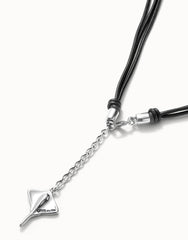 Leather Pendant In The Shape Of A Stingray - Silver