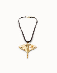 Leather Pendant In The Shape Of A Stingray - Gold
