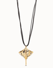 Leather Pendant In The Shape Of A Stingray - Gold
