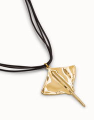Leather Pendant In The Shape Of A Stingray - Gold